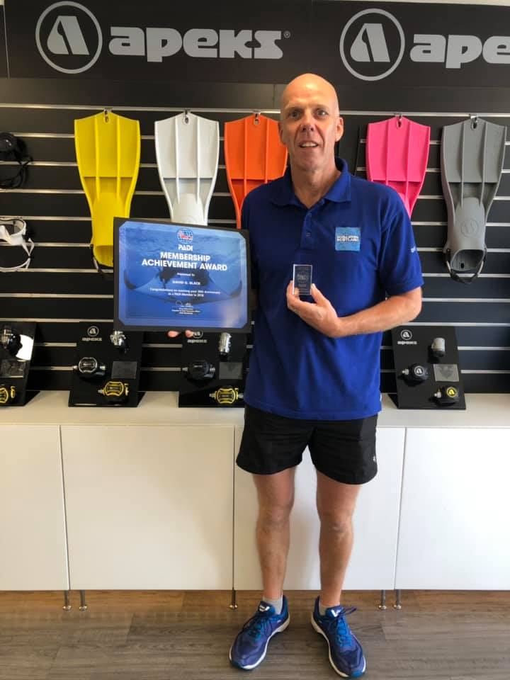 PADI Instructor Dave Black - 20 Years Membership Award